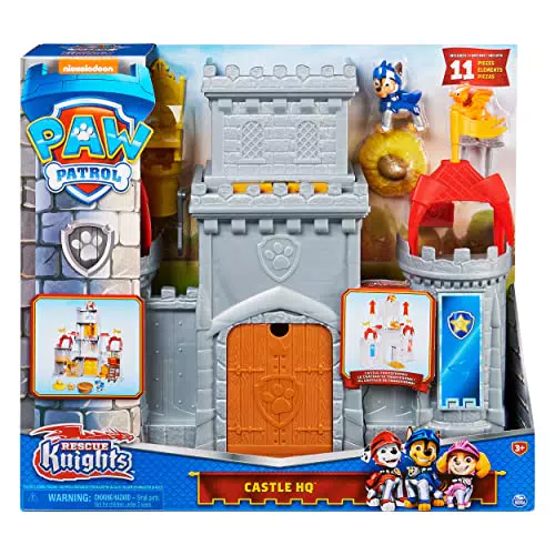 Paw Patrol, Castello Quartier Generale Rescue Knightset di Gioco Personaggio di Chase e Accessori Inclusi