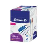 Pelikan - Stick Super Soft - Blu - Penna a Sfera - 50 Pezzi - Colori Misti - Per la Scuola e Ufficio - Inchiostro Scorrevole - Made in Germany
