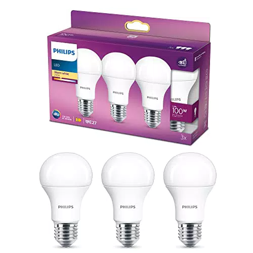 Philips Lighting Lampadina LED Goccia, 3 Pezzi, Equivalente a 100W