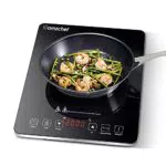 Piastra ad induzione, AMZCHEF piano Cottura a induzione elettrica con superficie in vetro cristallo nero lucido