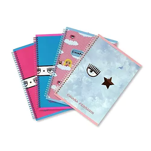 Pigna Quaderno Skip Chiara Ferragni, Formato A5, Confezione da 4 pezzi