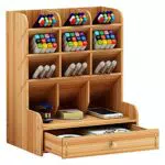 Portapenne portamatite in legno multifunzionale, organizer da scrivania