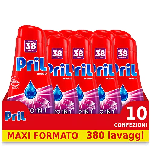 Pril Gel All in One Sciogli Grasso Detersivo Lavastoviglie Liquido Multi-Azione Sporco Difficile - 10 Confezioni da 38 Lavaggi