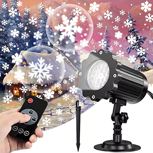 Proiettore Luci Natale per Esterno, Aenamer Lampada Proiettore Fiocchi di Neve con Telecomando