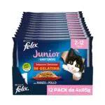 Purina Felix Le Ghiottonerie Cibo Umido per Gatti Junior con Manzo e Pollo
