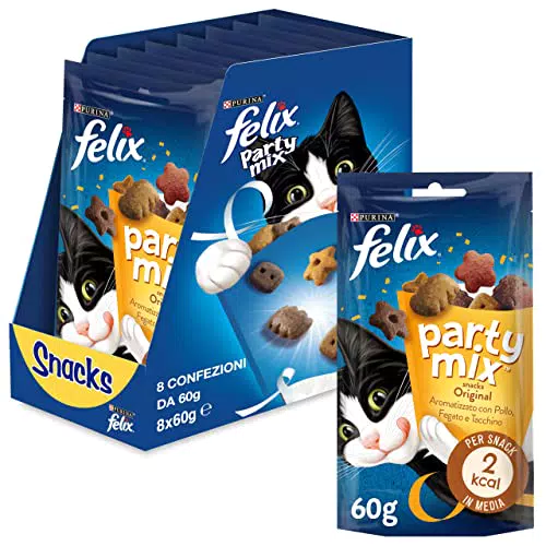 Purina Felix Party Mix Snack Gatto Original Mix con Pollo