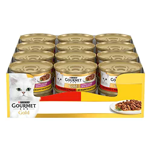 Purina Gourmet Gold Doppio Piacere Umido Gatto Manzo e Pollo