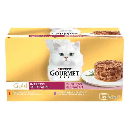 Purina Gourmet Gold Umido Gatto Intrecci Di Gusto, con Pollo e Manzo