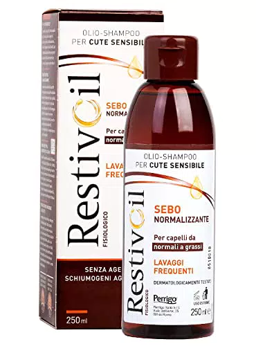 Restivoil Fisiologico Sebonormalizzante Olio-Shampoo per Cute Sensibile e per Capelli Normali e Grassi Senza Agenti Schiumogeni e Aggressivi