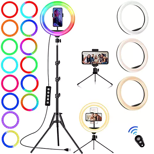 Ring Light Luce per Selfie - Professionale 10" con 3 Modalità Di Illuminazione & 37 Modalità RGB