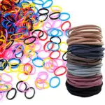Rnitle Elastici per Capelli, 100 Pezzi 2mm Legami Coda di Cavallo+500 Pezzi 1mm Mini Elastici Capelli