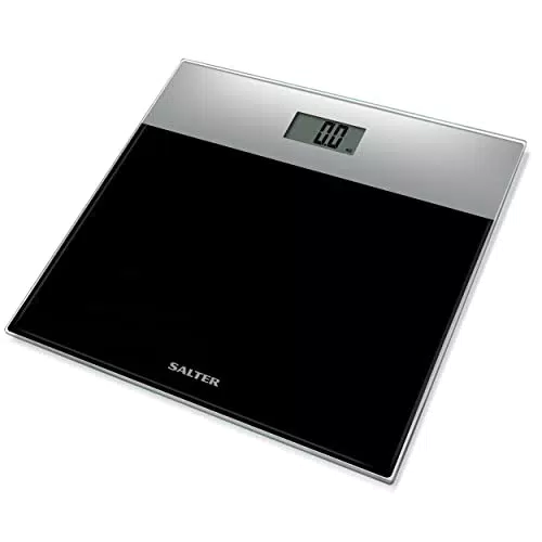 Salter 9206 SVBK3R bilancia pesapersone compatta digitale da bagno con piattaforma in vetro temprato