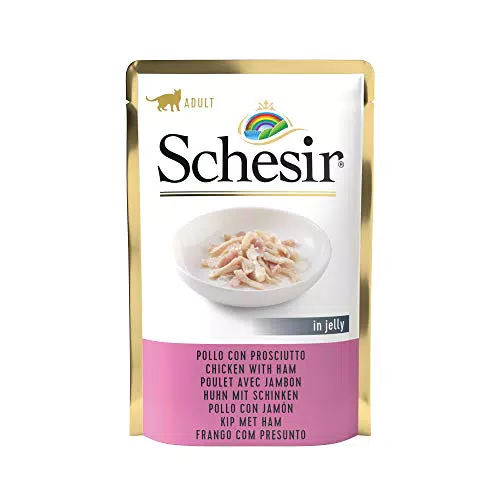 Schesir, Cibo Umido per Gatti Adulti con Filetti di Pollo con Prosciutto