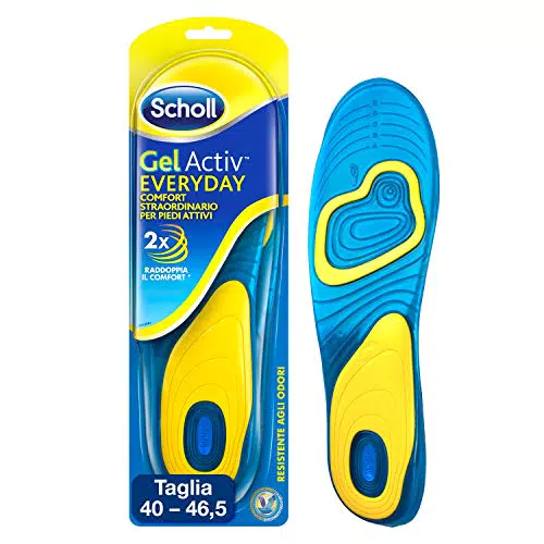 Scholl Solette Gel Activ Everyday, Solette per Scarpe ad Uso Quotidiano per Uomo con Tecnologia Antiodore