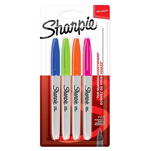 Sharpie Pennarelli Indelebili, Punta Fine, Confezione da 4, Colori Divertenti Assortiti