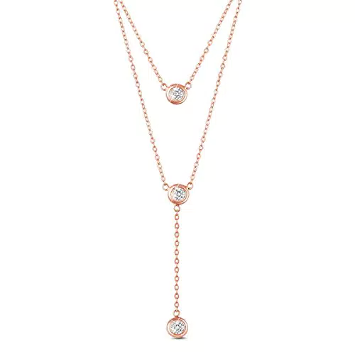 SHEGRACE Collana da Donna Doppio Strato con Perle Tonde in Argento 925 con Zirconia