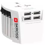 SKROSS, 1.302961, MUV USB, Anti Shock - KID SAFE. Adattatore Universale da Viaggio a 2 poli più 4 Porte USB Type-A da 4.8A - Tensione e Potenza: 100V 250W/250V 625W