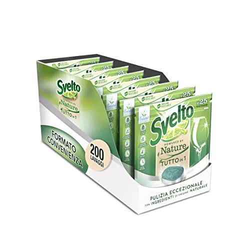 Svelto Pastiglie Per Lavastoviglie Powered By Nature Tutto in 1 Megapack Da