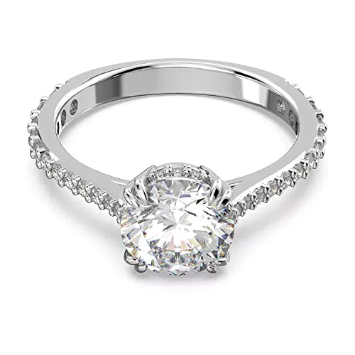Swarovski Constella Anello Cocktail, con Zirconia a Taglio Princess e Classico Pavé