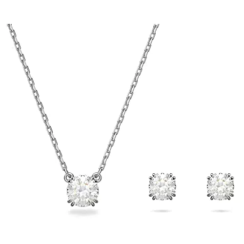 Swarovski Constella set, Round cut, White, Rhodium plated