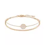 Swarovski - Ginger Braccialetto Rigido, Placcato in Tonalità Oro Rosa con Pavé di Brillanti Cristalli Bianchi