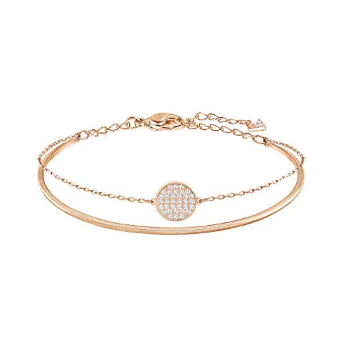 Swarovski - Ginger Braccialetto Rigido, Placcato in Tonalità Oro Rosa con Pavé di Brillanti Cristalli Bianchi