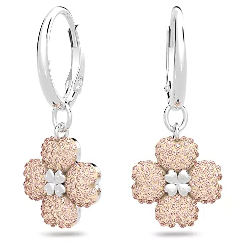 Swarovski Orecchini a cerchio Latisha, Fiore, Rosa, Placcato rodio