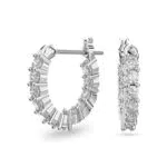 Swarovski Orecchini a cerchio Vittore, Bianco, Placcato rodio