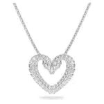 Swarovski Pendente Una, Cuore, Piccalo, Bianco, Placcato rodio