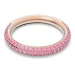 Swarovski Stone Anello, con Brillante Pavé di Cristallo Swarovksi Rosa su Tre File