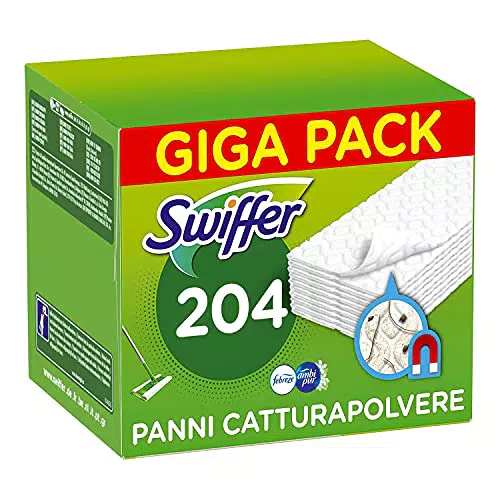 Swiffer Panni Catturapolvere Casa, 204 Panni Microfibra Dry