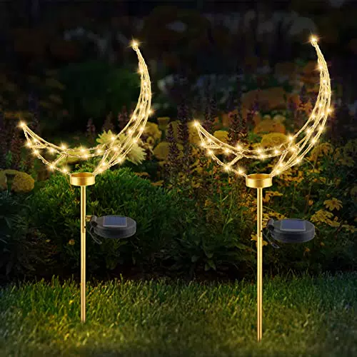 T-SUN Set di 2 Lampe Solari Moon 110cm 38 LED Luci Solari per Esterni Luci da Giardino ad Energia Solare IP65 Luce di Percorso Impermeabile per Prato