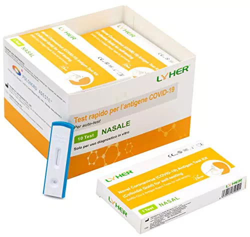 Adeste 10 scatole test COVID 19 Tamponi Rapidi Nasali. Validato Nuove Varianti Novembre 2023. Sensibilità 100% a carica virale alta. Certificati per Uso Domestico
