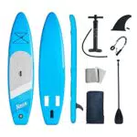 Tavola Gonfiabile Paddle Board Stand Up SUP Nero Pagaia in PVC Include Pompa Borsa da Trasporto e Accessori Surfboard Tavola Paddle con Sedile Max 120 kg