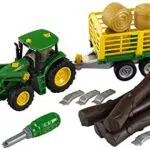 Theo Klein 3906 Trattore John Deere con carro per legno e fieno