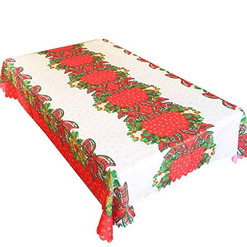 TheStriven Tovaglia Natalizia Tessuto di Stoffa Tovaglia Natalizia Rettangolare Tovaglia Natale Rossa Tovaglia Antimacchia Modello di Prua Lavabile Tovaglie Natalizie Decorazioni Natalizie 150x180cm