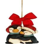 THUN - Addobbo per Albero di Natale Coppia di Pinguini - Decorazioni Natale Casa - Formato Grande - Ceramica - 8 x 5