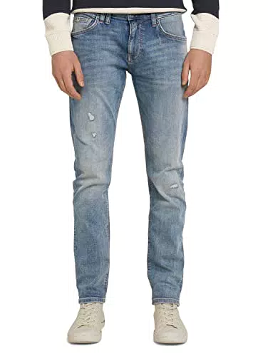 TOM TAILOR Denim Uomo Piers Jeans Slim 1029730, 10118 - Used Light Stone Blue Denim
