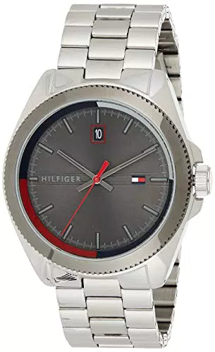 Tommy Hilfiger Orologio Analogico al Quarzo da Uomo con Cinturino in Maglia Metallica in Acciaio Inossidabile Argentato
