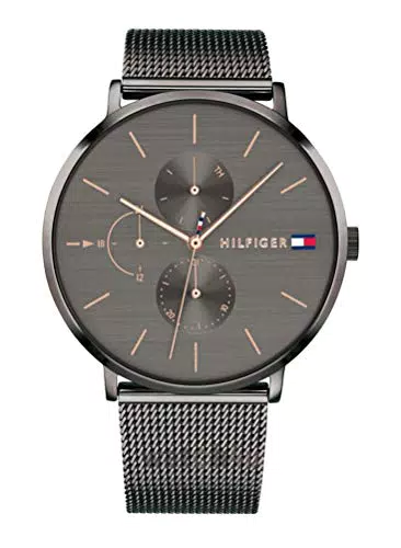 Tommy Hilfiger Orologio Analogico Multifunzione al Quarzo da Donna con Cinturino in Maglia Metallica in Acciaio Inossidabile Grigio - 1781945
