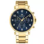 Tommy Hilfiger Orologio Analogico Multifunzione al Quarzo da Uomo con Cinturino in Acciaio Inossidabile Dorato - 1710384