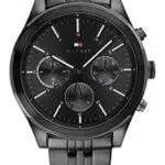 Tommy Hilfiger Orologio Analogico Multifunzione al Quarzo da Uomo con Cinturino in Acciaio Inossidabile Nero - 1791738