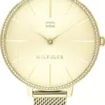 Tommy Hilfiger Orologio Analogico al Quarzo da Donna con Cinturino in Maglia Metallica in Acciaio Inossidabile Dorato - 1782114