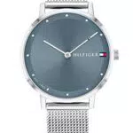 Tommy Hilfiger Orologio Analogico al Quarzo da Donna con Cinturino in Maglia Metallica in Acciaio Inossidabile Argentato - 1782149