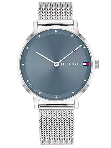 Tommy Hilfiger Orologio Analogico al Quarzo da Donna con Cinturino in Maglia Metallica in Acciaio Inossidabile Argentato - 1782149