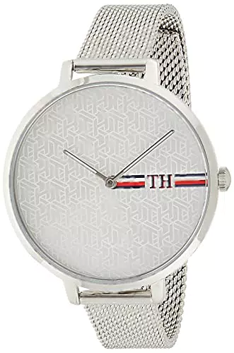 Tommy Hilfiger Orologio Analogico al Quarzo da Donna con Cinturino in Maglia Metallica in Acciaio Inossidabile Argentato - 1782157
