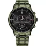 Tommy Hilfiger Orologio Analogico Multifunzione al Quarzo da Uomo con Cinturino in Acciaio Inossidabile Verde - 1791634