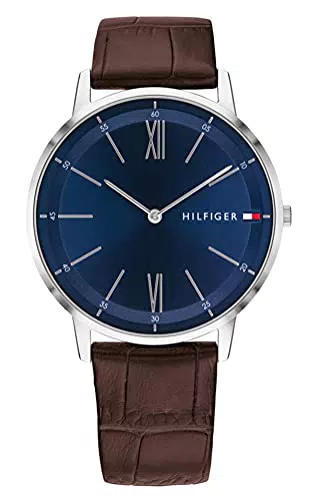 Tommy Hilfiger Orologio Analogico al Quarzo da Uomo con Cinturino in Pelle Marrone - 1791514