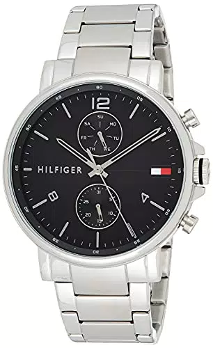 Tommy Hilfiger Orologio Analogico Multifunzione al Quarzo da Uomo con Cinturino in Acciaio Inossidabile Argentato - 1710413