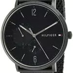 Tommy Hilfiger Orologio Analogico Multifunzione al Quarzo da Uomo con Cinturino in Maglia Metallica in Acciaio Inossidabile Nero - 1791507